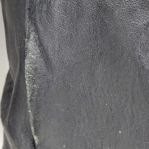 Chadwick Black Leather Button Front Jacket With Two Front Pockets Distressed XL - Picture 7 of 14